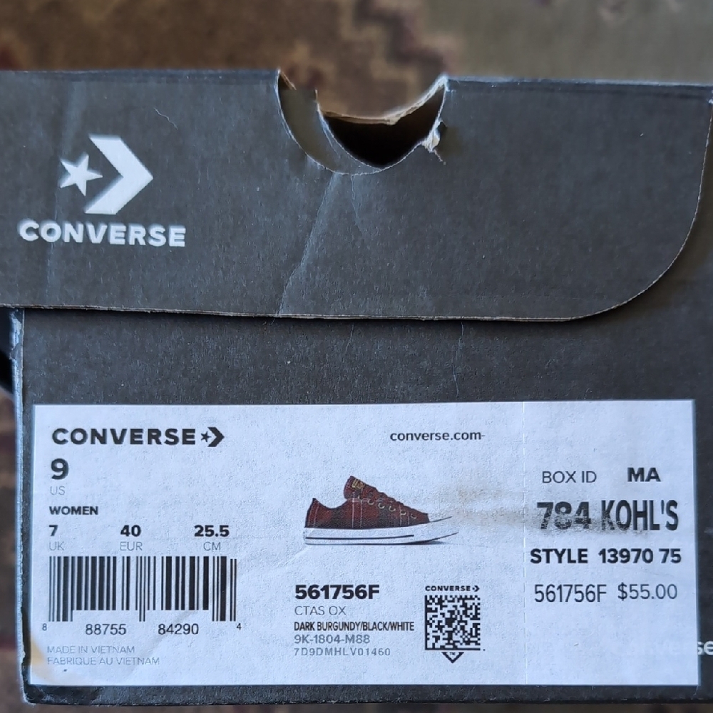 Converse Women Sneakers - Burgundy and Navy Plaid - Picture 7 of 7